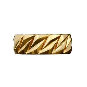 14K Gold Plated Cuban Facet Ring by Bleu Vessel (7MM)