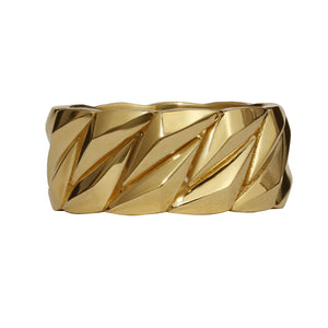 14K Gold Plated Cuban Facet Ring by Bleu Vessel (10MM)