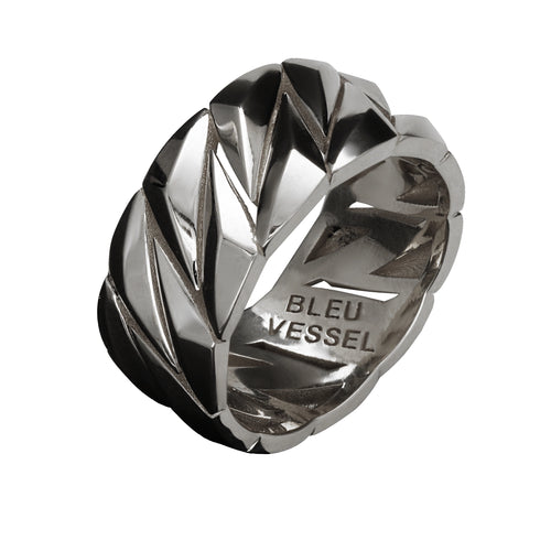 Sterling Silver Cuban Facet Ring by Bleu Vessel (10MM)